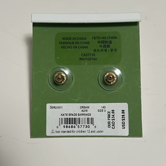 Kate Spade New York gold cream pearl earrings - Picture 3 of 3